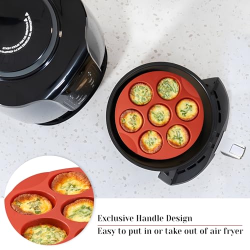 CLUEWR 2 Pack Air Fryer Muffin Pans, 7 Cups Silicone Egg Bite Molds Non-Stick Cupcake Baking Molds