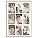 Golden State Art 13.6x19.7 Gold Aluminum Collage Frame - Ivory Mat Included - Fits Nine 4x6 Photos/Pictures - Sawtooth Hanger - Swivel Tabs - Wall Mounting - Landscape/Portrait - Real Glass