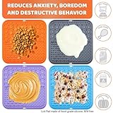 Aileem 4 Stück Leckmatte Hund, Schleckmatte Hund für Welpen Katze mit Saugnapf - Slow Feeder Hunde Leckmatte für Haustier Baden & Fellpflege, mit Silikonspatel + Bürste