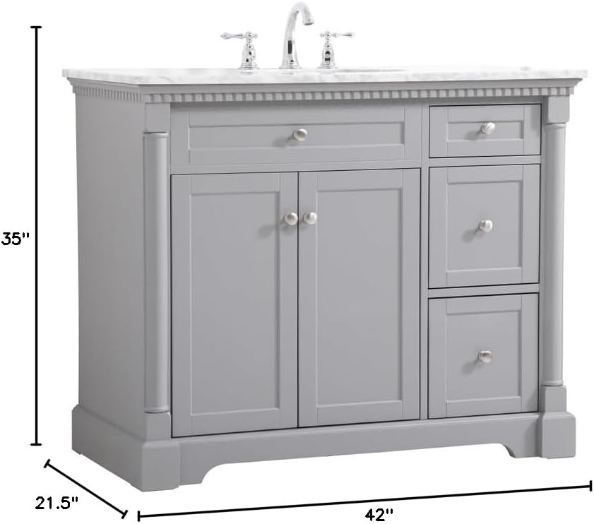 42 Single Bathroom Vanity, Soft-Close, Grey
