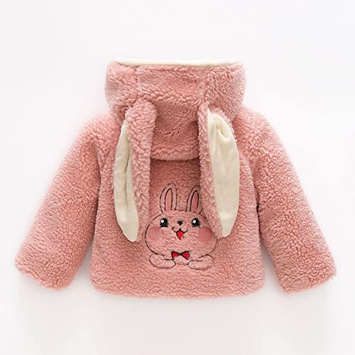 Fuzzy Fleece Cartoon Hooded Coat for Toddler Girls Button Down Cute Ear Shape Jacket Baby Girls Warm Plush Outwear2