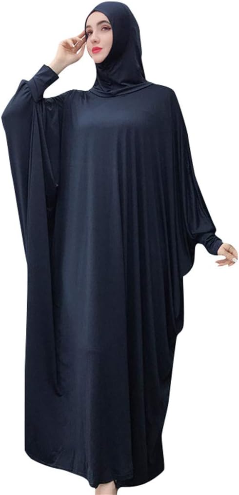 KUSUOU Arabia Islamic Prayer Dress| Full Length Hijab Robe | Muslim Clothes Long Hijab Shawls Body Cover Navy