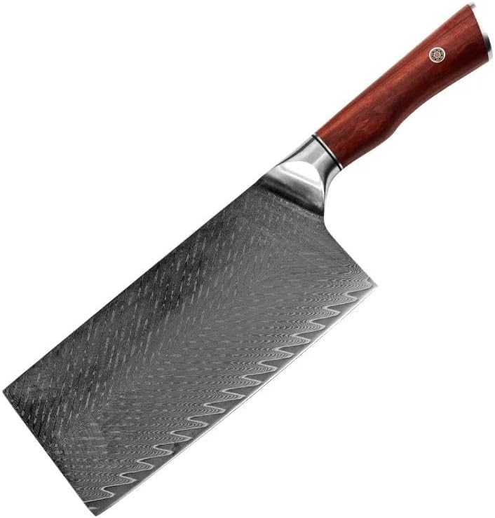 Meat Cleaver,Cleaver Knife 7 Inch Chinese Chef Knife Wood Handle 67 Layer Damascus 10Cr15MoV Steel Core Blade Sharp Cleaver Slicing Kitchen Knives Cooking Tools (Color : Slicing Knife-B, Size : 7 in