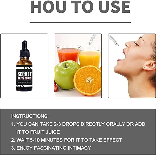 Zinbole Gotas orales para mujeres, Secret Happy Drops, que mejoran la sensibilidad y el placer, aumentan los niveles de energía, promueven la relajación y mejoran el flujo sanguíneo (1 PCS)