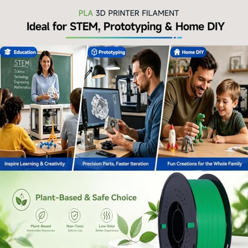 Image of Kingroon PLA 3D Printer Filament, Dimensional Accuracy + /- 0.02 mm, 1 kg Spool(2.2lbs), 1.75 mm，Green