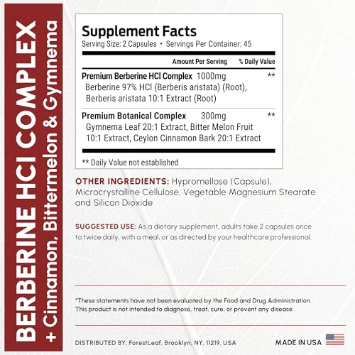 Berberine Supplement 1300mg per Serving- 97% Tested Ultra High Potency Berberine HCl with Ceylon Cinnamon, Bitter Melon & Gymnema, 10:1 Extract Berberis Supplements, Weight Management, 90 Veggie Caps - Image 6