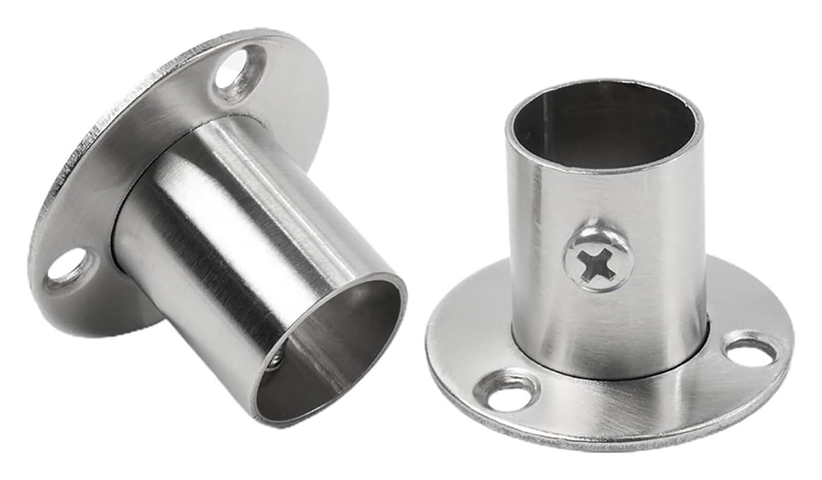 Round Wardrobe Brackets Sockets, Wardrobe Rail Locking End Socket Pack Of 2 Stainless Steel For Hanging 19.5-26mm(19.5mm)
