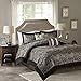 Comfort Spaces Charlize 5 Piece King Size Comforter Set Paisley Jacquard Bedding, Black and Gold