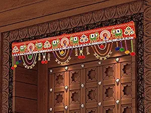 Traditional Hand Embroidered toran for Diwali Decoration Main Door Latest Elephant Design bandarwal Hanging Home decor mandir Entrance Main Pooja Room, Velvet (39 x 9 Inches)