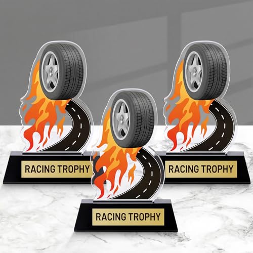 DoubleFill 3 Pcs Racing Car Derby Trophy Acrylic Car Racing