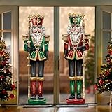 JOLCEEY 4 Stück Weihnachten Fensteraufkleber Nussknacker, Wiederverwendbar Nussknacker Soldat Wandsticker Doppelseitig Glasaufkleber Soldat Fensterbilder für Kinderzimmer Wohnzimmer Party Dekorationen