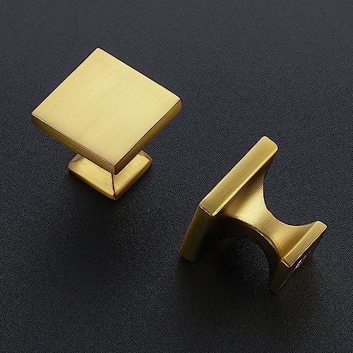 Image of Ravinte 10 Pack Square Brushed Brass knobs Cabinet Kitchen Hardware Dresser Drawers Cabinet Door Knobs with Screwdriver