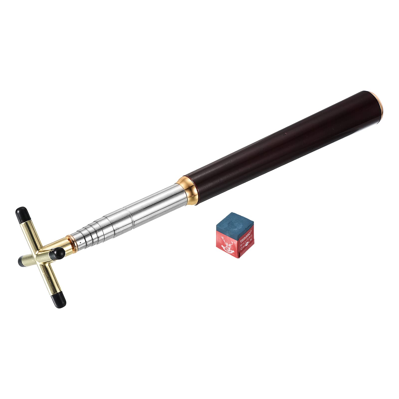 PATIKIL Rétractable Billards Queue Bâton Pont, Bois Billard Queue Accessoire avec Amovible Croix Laiton Pont Tête pour Billard Table Concours, Doré