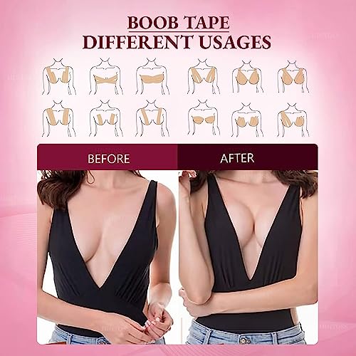 Image of RECLUSE Boob Tape with 10pcs Nipple Cover & 36pcs Fashion Tape Double Sided Body Tape Adhesive Strapless Bra & Heavy Breast Support - Boobs Tape for Women Clothes - Waterproof Tape