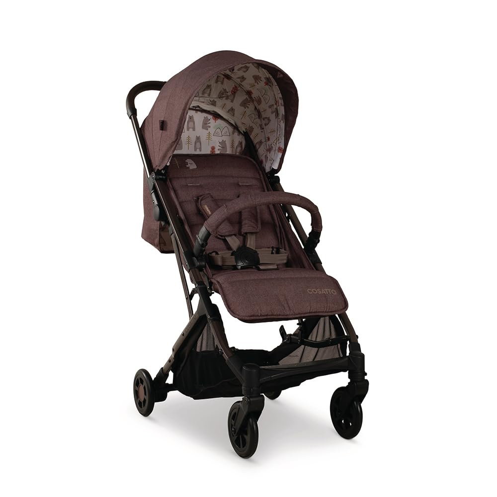 Cosatto Yo Travel Stroller - Baby Pushchair Lightweight Compact Fold from Birth to 25kg - Airline Compatible, One Hand Easy Fold, Large 8kg Shopping Basket, Raincover & Bumper Bar (Bear Hug)