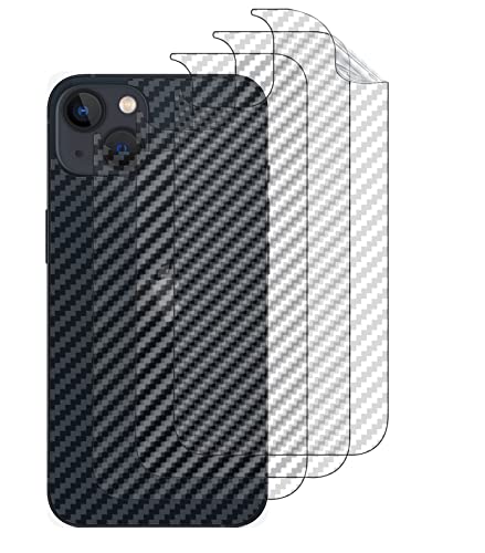 GIOPUEY[4 Pack Back Protector Compatible with iPhone 14, iPhone 14 Back Protector Film, Soft TPU, Thin, Carbon Fiber Texture