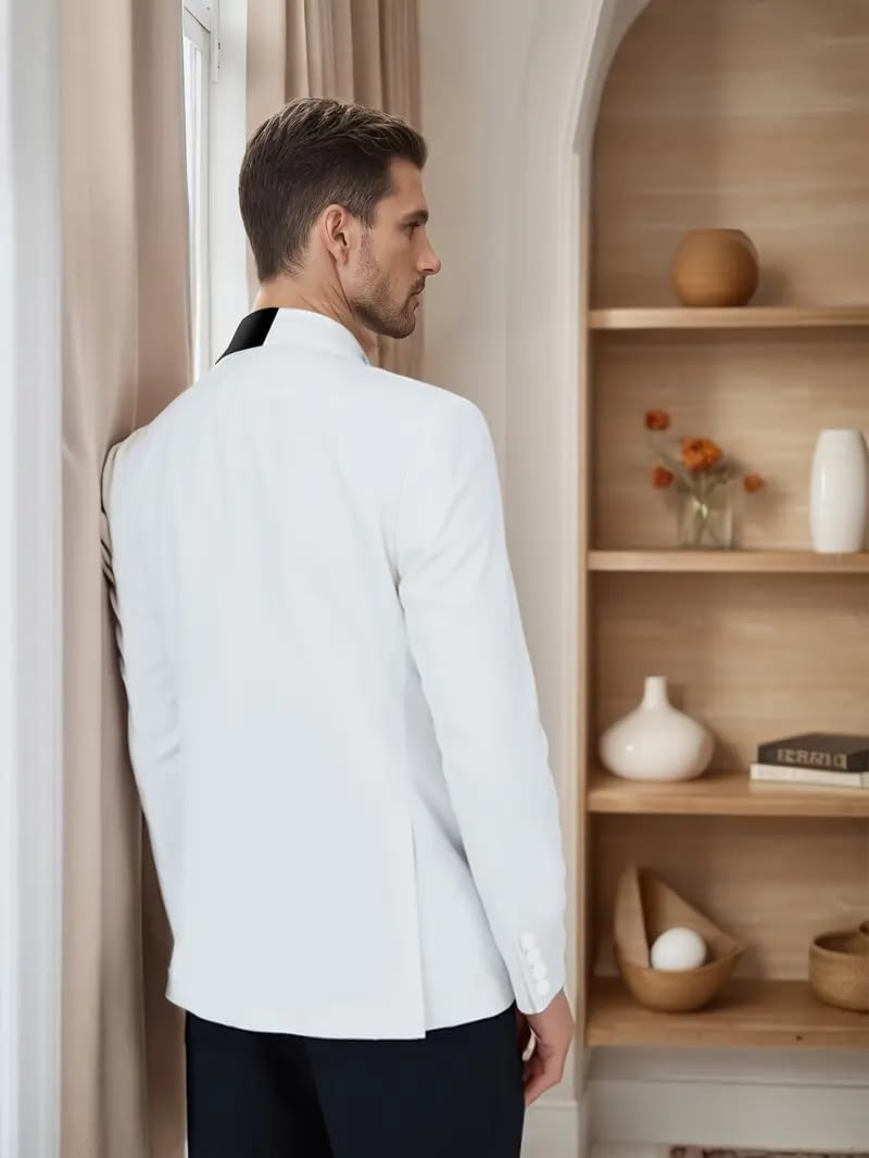 Men's 2 Piece Slim Fit Suit Double Breasted Tuxedo for Men Formal Business Wedding Prom - Image 8