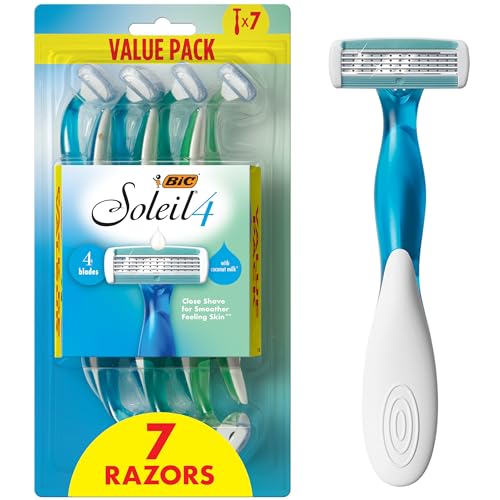 BIC Soleil 4 Womens Disposable 4-Blade Razors Flexible Shave for Smooth Summer Skin 7-Pack
