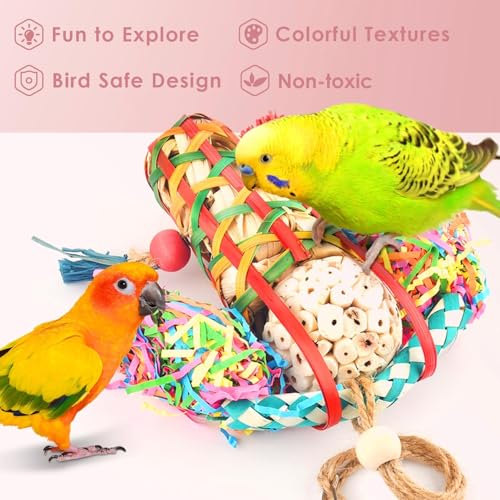 Image of KUTKUT Bird Toys Parakeet Toy Cockatiel Shredding Toys Conure Foraging Sola Toys for Conure Cockatiel Parakeet Lovebird Small to Medium Birds