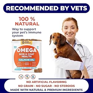   Omega-3-Fish-Oil-for-Dogs-180-Ct-Skin-Coat-Chews-Dry-Itchy-Skin-Relief-Allergy-Support-Shiny-Coats-EPADHA-Fatty-Acids-Natural-Salmon-Oil-Chews-Promotes-Heart-Hip-Joint-Support