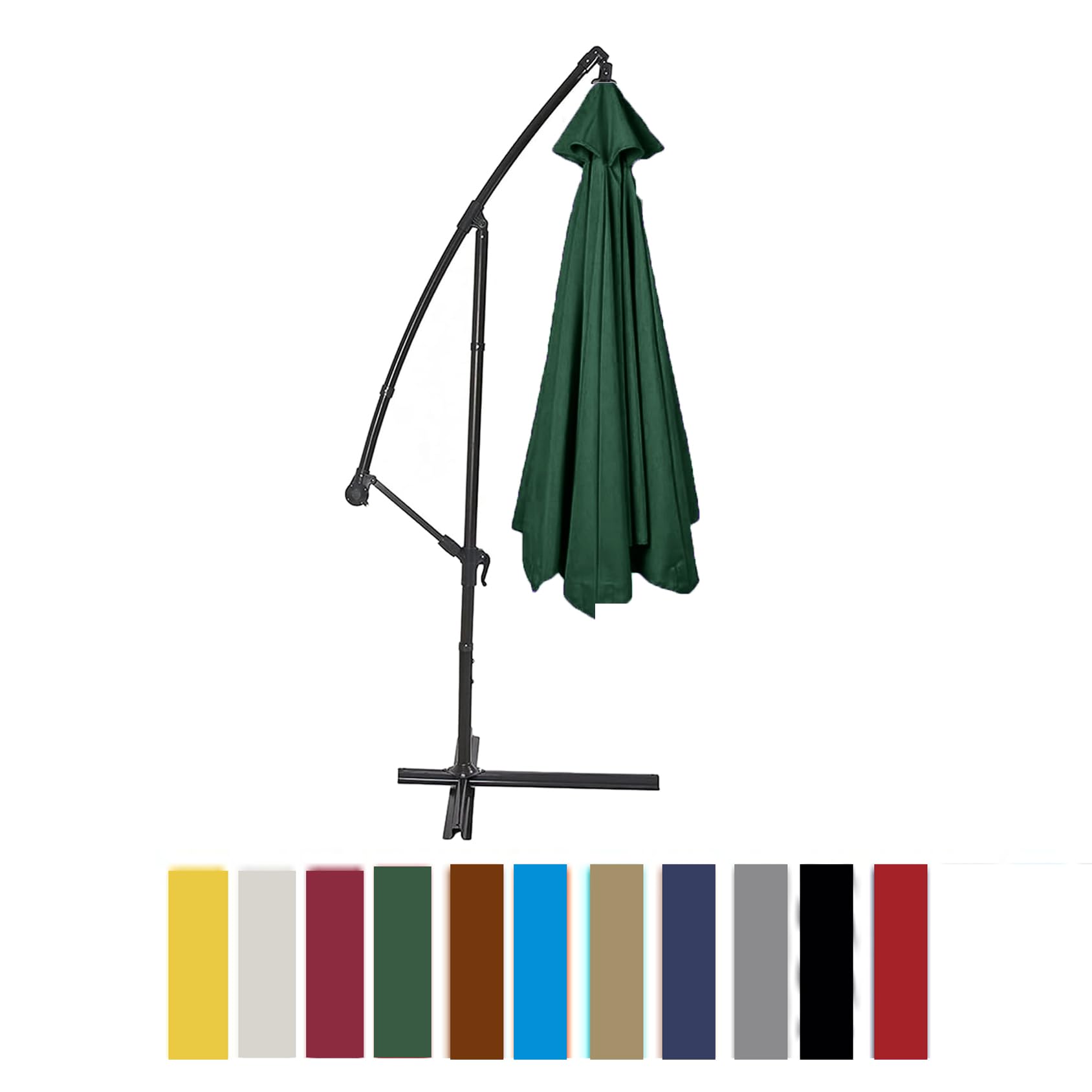 STUIJKVSZ 11FT 8 Rib Patio Umbrella Replacement Canopy for Offset Cantilever Umbrellas, Outdoor Table Cover Waterproof & UV For Backyard Garden Courtyard Swimming Green 64“-65”（3.3m=11ft）