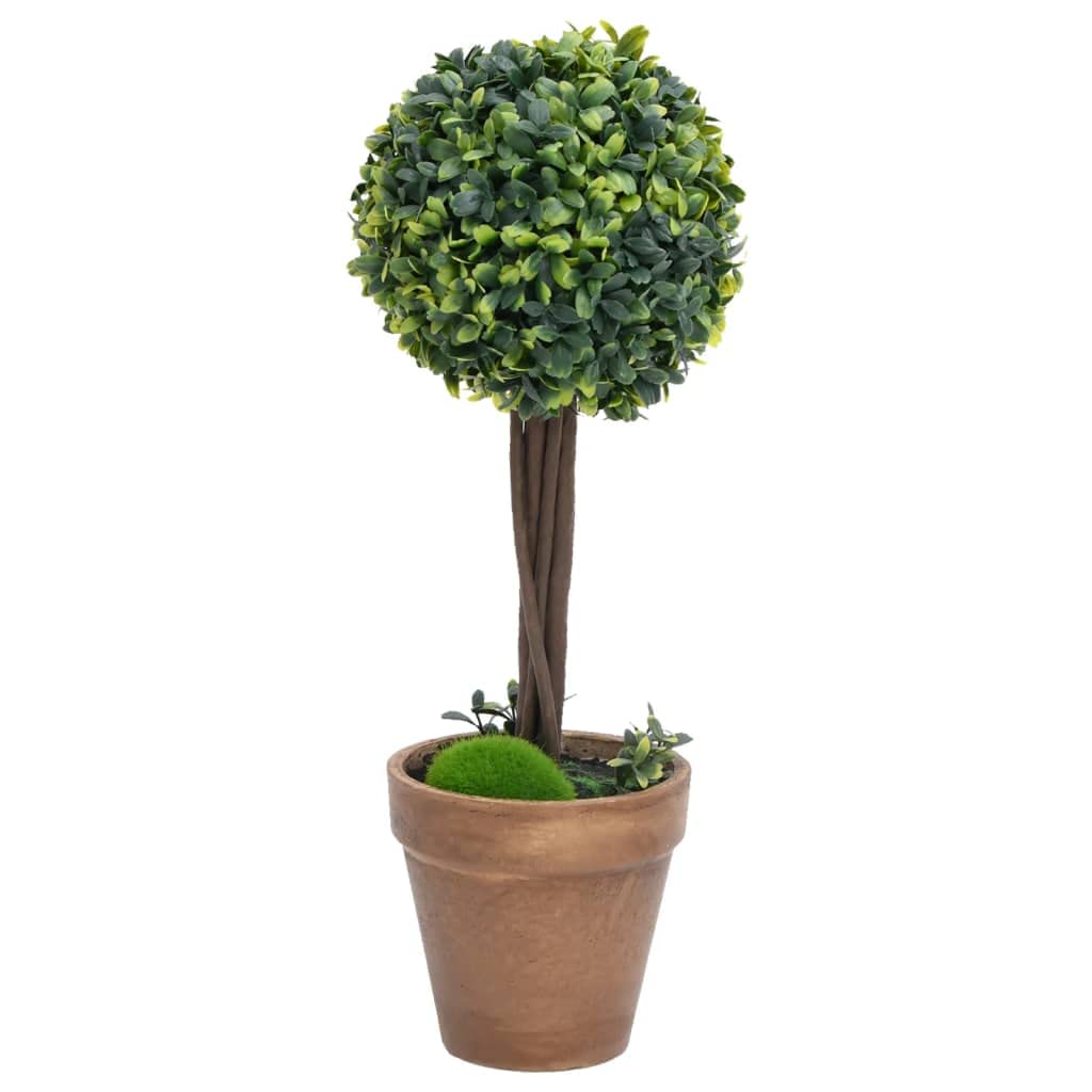 SKM Artificial Boxwood Plants 2 pcs with Pots Ball Shaped Green 22