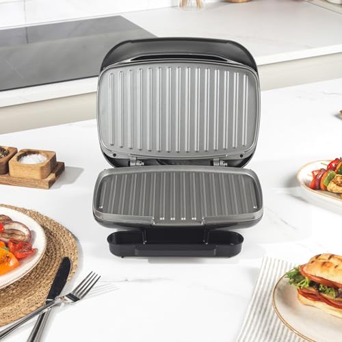 Salter EK4366 Cosmos Electric Health Grill - Non-Stick Griddle Plate & Panini Press, Large Sandwich Toaster, Drip Tray, Automatic Temperature Control, Compact, Indoor Cooking With Little To No Oil