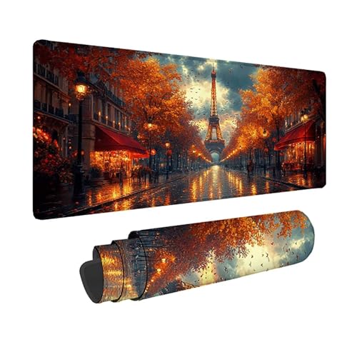 Tapis de souris étanche avec bords cousus 1500x800mm motif Paris automne