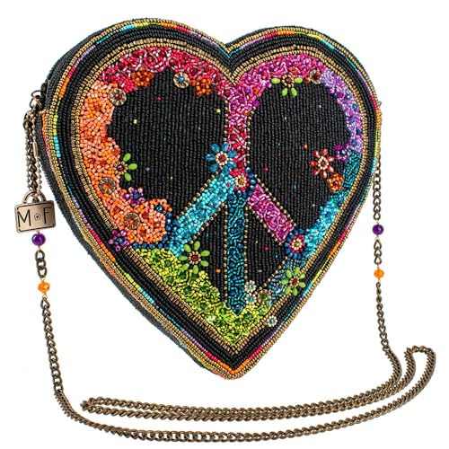 Mary Frances Peace Out Heart Beaded Crossbody Handbag – Colorful Statement Purse for Wedding or Party, Multicolor2