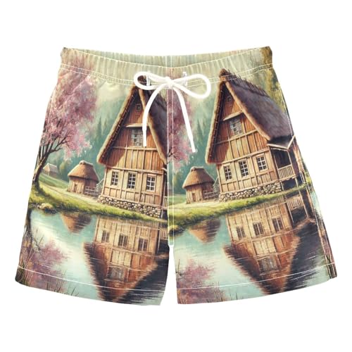 Lake Tree Mountain Boys Swim Trunks Quick Dry Toddler Swimsuit Boy Board Shorts Bathing Suits Swimwear XL Multi