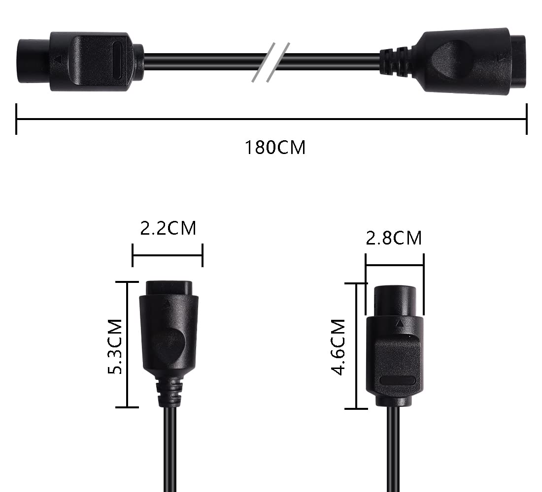 YAODHAOD N64 Gamecube - Cable de extensión de 1,8 m, 2 unidades, para Nintendo Wii Gamecube GCN