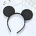 Set of 24 Mouse Costume Deluxe Fabric Ears Headband White Polka Dots Bow Boys Girls Birthday Party Hairs Accessories Baby Shower Headwear Halloween Party Favors Decorations (Black With White Dot)