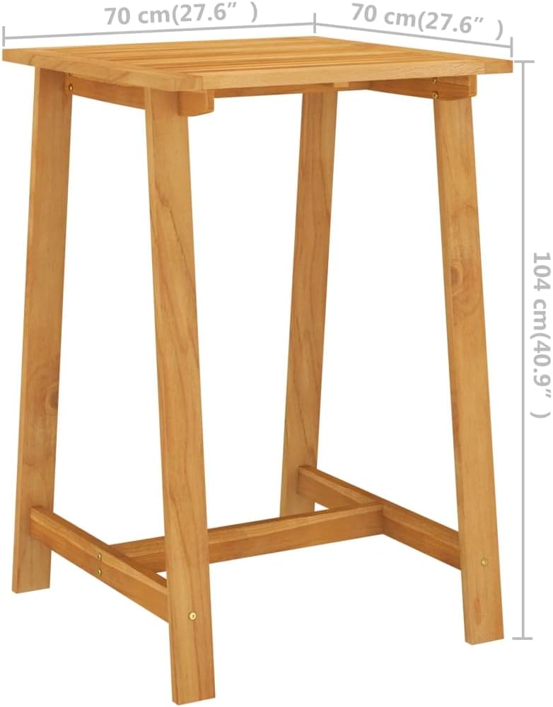 Patio Bar Table,Bistro Table,Outdoor Dining Table, Coffee Side Table,Garden Table,Plant Table,Balcony Table,Outdoor Patio Furniture,for Patio,Deck,Lawn,Backyard, 27.6"x27.6"x40.9" Solid Acacia Wood