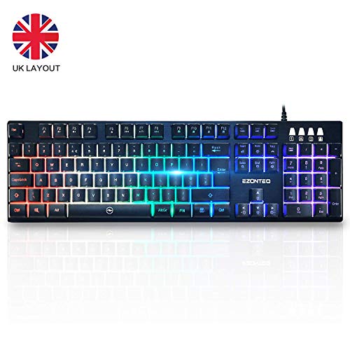 Horsky mechanische PC-Tastatur für Gaming, Regenbogen-RGB-LED-Hintergrundbeleuchtung (deutsches Layout nicht garantiert) Mechanical Feeling RGB keyboard M
