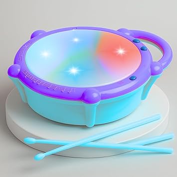 Storio Flash Drum Toy for Kids with 2 Mallets | Battery Operated Musical Learning with 3D Lights & Sounds | Educational Toy for 2-6 Year Old Boys & Girls | Multicolor Toddler Drum Set - Frozen - image, photos