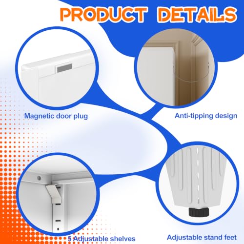 Image of GAIOUS 79 inch Tall Kitchen Pantry Cabinet,Metal Storage Cabinet White Cupboard | with 2 Doors and 5 Adjustable Shelves, Freestanding Cupboard, 6 Tier Steel Storage for Office Kitchen Dining Garage Hallways