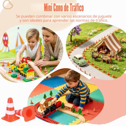 Miniatura 3 de Guoyou 32 Piezas Plástico Mini Conos Tráfico, Accesorios Foto Conos Señalizacion, Mini Educativo Señales Tráfico Cono Futbol, Adecuado Para Juegos Rol Fiestas Construcción Ferrocarriles Modelo