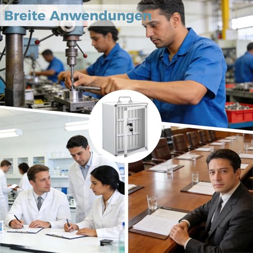 Calolin 24-Fach-Handyfach aus Aluminiumlegierung, mit Schloss, Namensschild, nummeriertem Raster und durchsichtigem Fenster, tragbarem Griff und wandmontierbarem Design, 15,6 x 10,8 x 8,1 Zoll