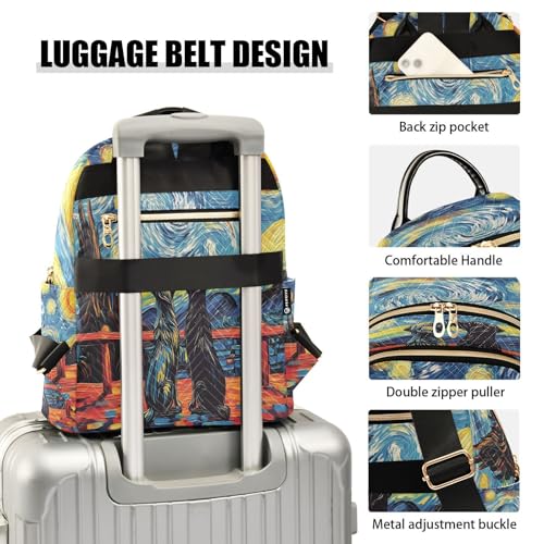 Image of ALAZA Black Dog Love Galaxy Nebula Women Backpack Purse Ladies Fashion Shoulder Bag Daypack Travel Bag 7.5L