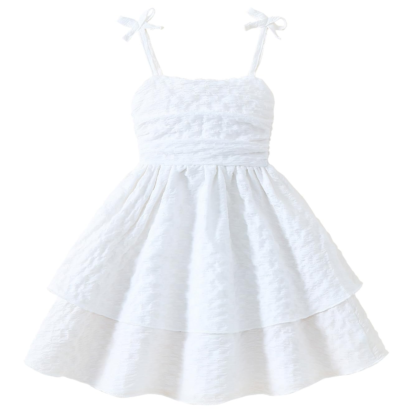 Vestido de verano para niña, con tirantes fruncidos, espalda fruncida, vestido casual de playa