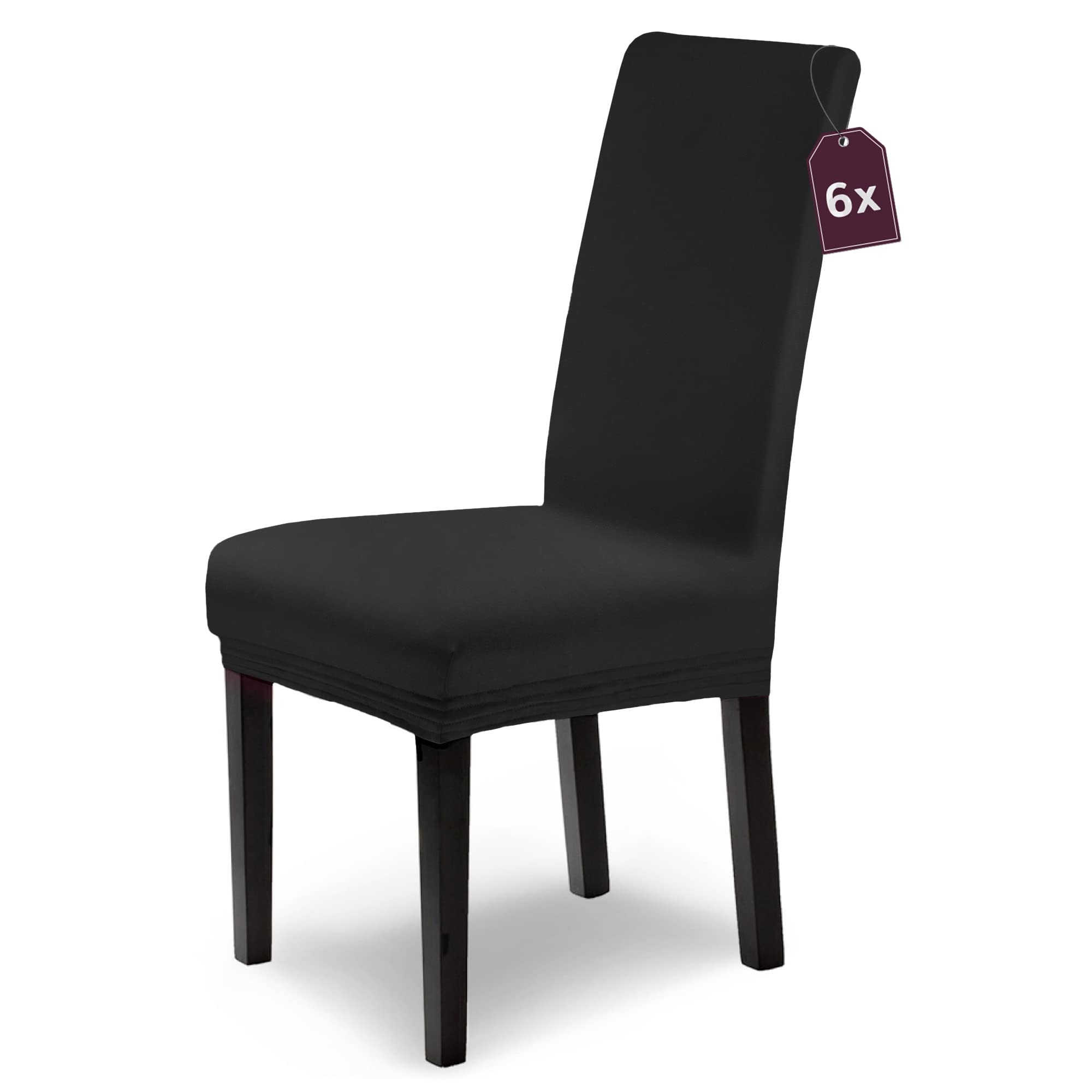 SCHEFFLER-Home Housse de Chaise Extensible Leni/Housse de Chaise Noir Set de 6 / Housse de Chaise Extensible pour chaises à Haut Dossier/Housse de Chaise Lavable
