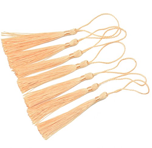 Image of 100pcs 13cm /5'' Silky Floss Bookmark Tassels with 2-Inch Cord Loop and Small Chinese Knot for Jewelry Making, Souvenir, Bookmarks, DIY Craft Accessory (Nude)