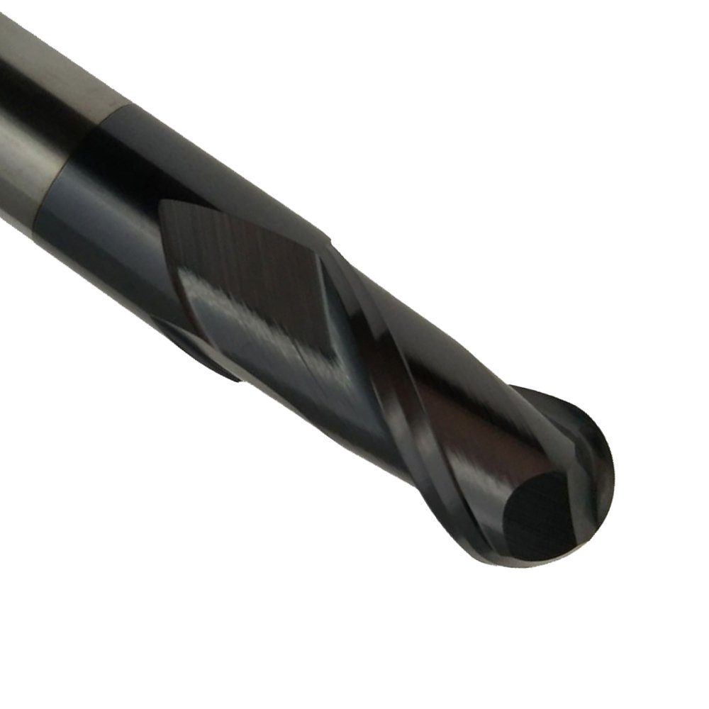HRC50 Lot de 2 fraiseuses spirales en acier tungstène avec bec sphérique HRC50 1 mm 2 mm 3 mm 4 mm 5 mm R4 x 8 D x 60 L