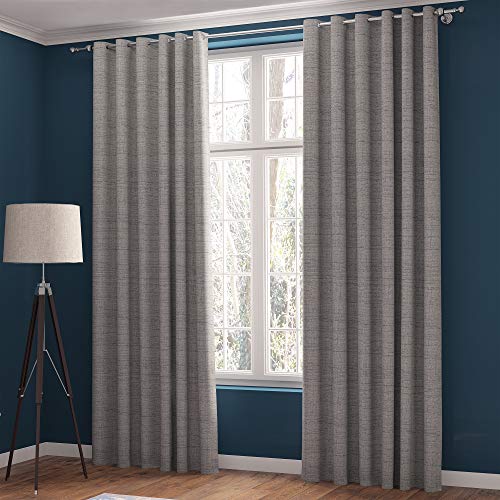 Curtains Faux Linen, Thermal Insulated, 3 Pass 100 % Blackout Eyelet Curtains, (2 Panels) Window Curtains/Panels/Drapes - Image 2