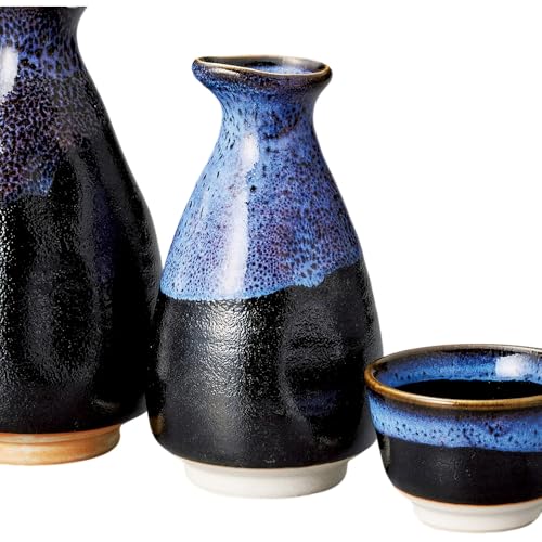 エールネット(Ale-net) 酒器セット 徳利 おちょこ セット 7.9×H14.1p 350t 深海天目2号徳利 徳利&ぐい呑(2個)セット 陶器 美濃焼