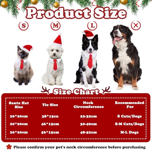 MELLIEX 2 Stück Weihnachten Hundekostüm, Hunde Katzen Weihnachtsmützen und Krawatte Weihnachtskostüm Zubehör Set für Haustier(46cm