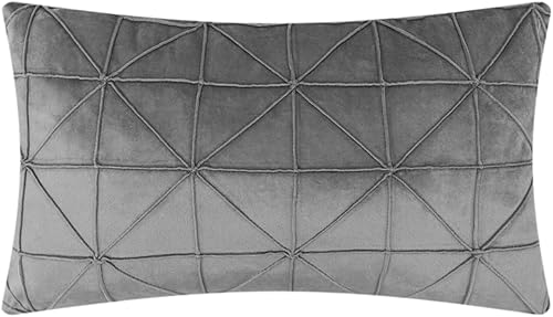 JWH Funda de almohada de terciopelo de lujo, decorativa geométrica, hecha a mano, cojín rectangular, para sofá, dormitorio, cama, silla, sofá, 14 x