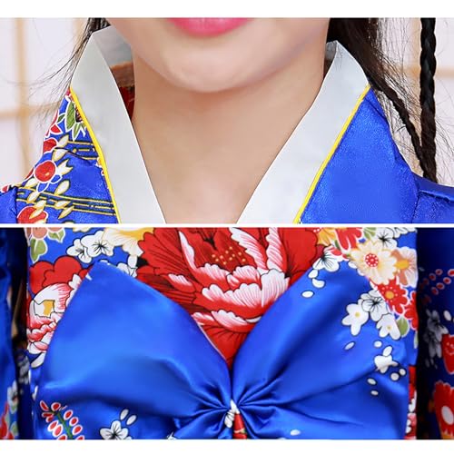 Girls Floral Print Kimono Japanese Traditional Dresses Casual Wide Sleeve Trendy Vintage Birthday P𝐚rty4