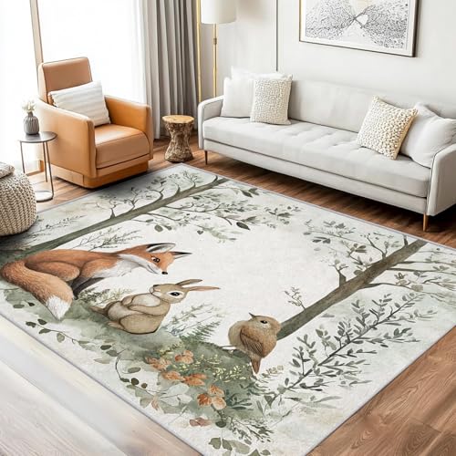 Tapete Woodland Animal 4x5 ft lavable antideslizante miniatura 2