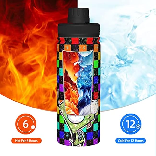 18OZ Sports Insulated Water Bottle Invader Anime Zim Stainless Steel Kettle Novelty Portable Cup for Travel Gym Outdoor Sports